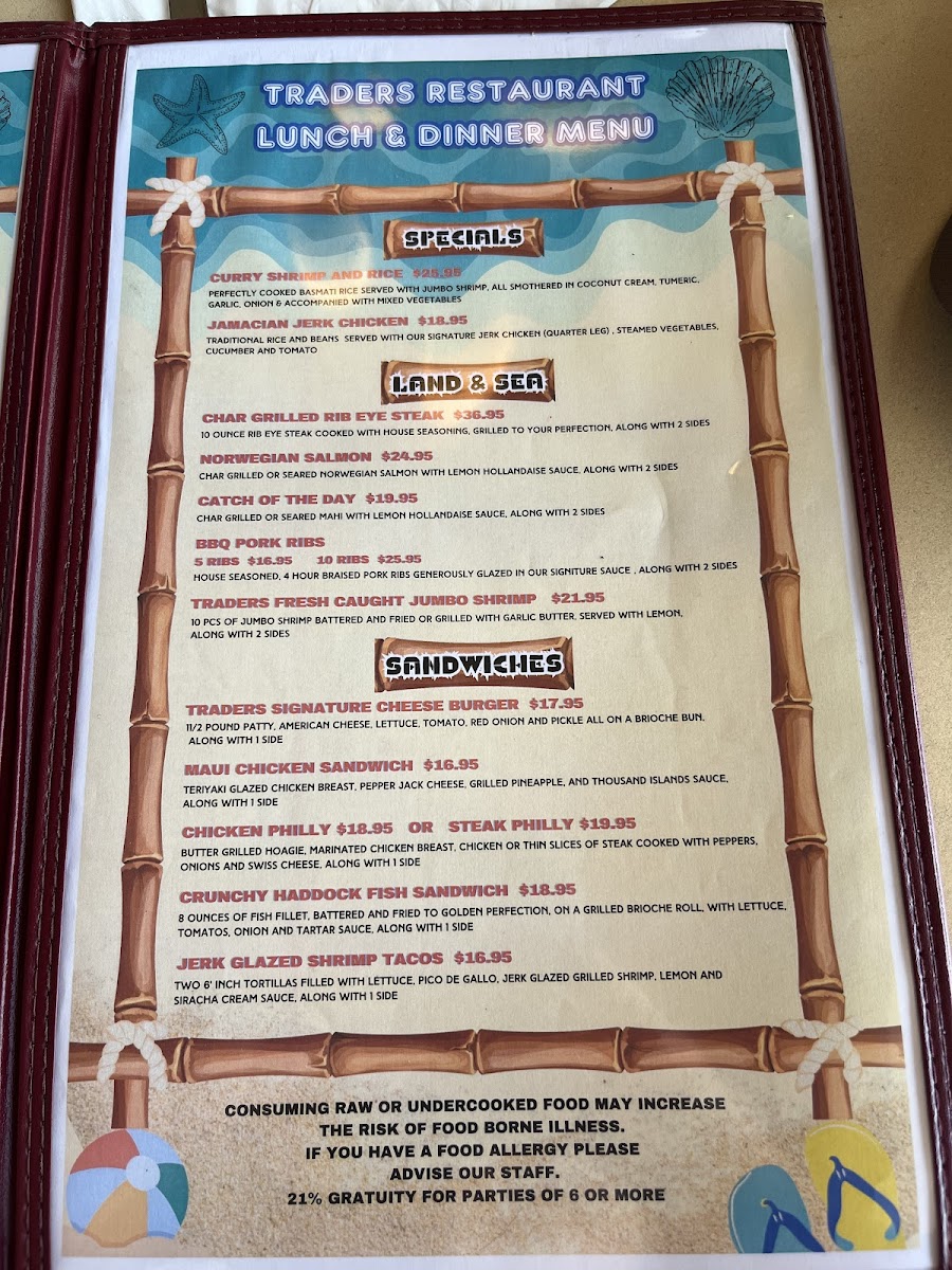 Traders Restaurant & Tiki Lounge Menu - Image 4