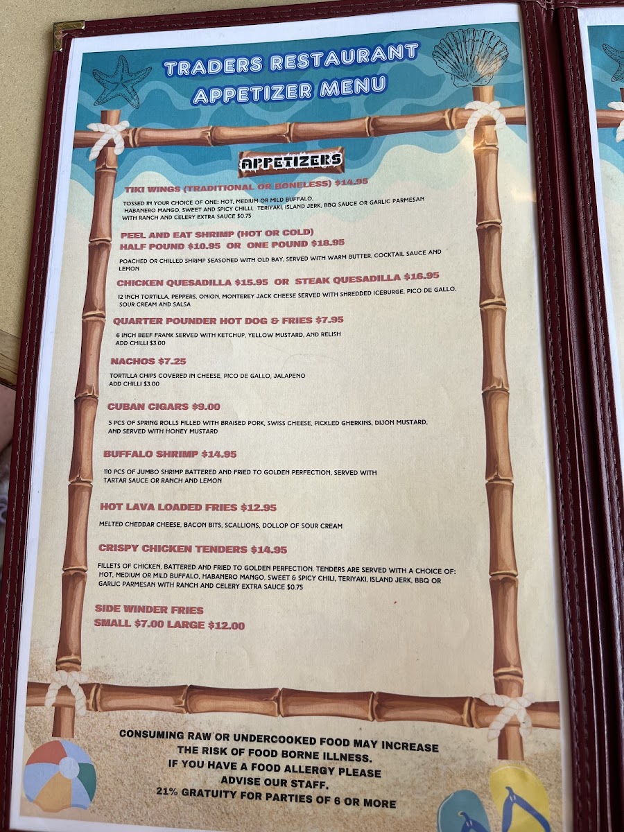 Traders Restaurant & Tiki Lounge Menu - Image 5